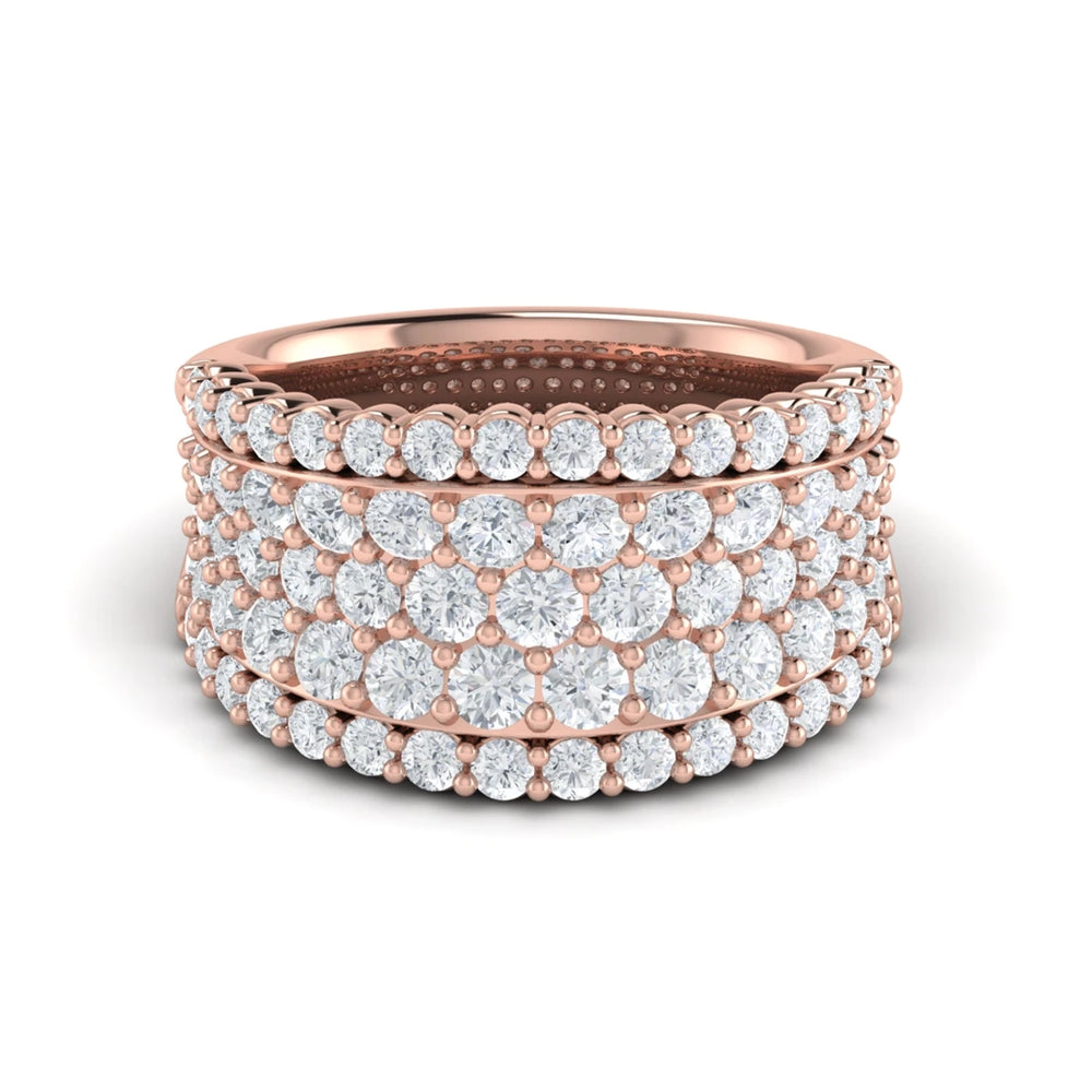 Diamond Multi-Row Statement Ring Rose Gold