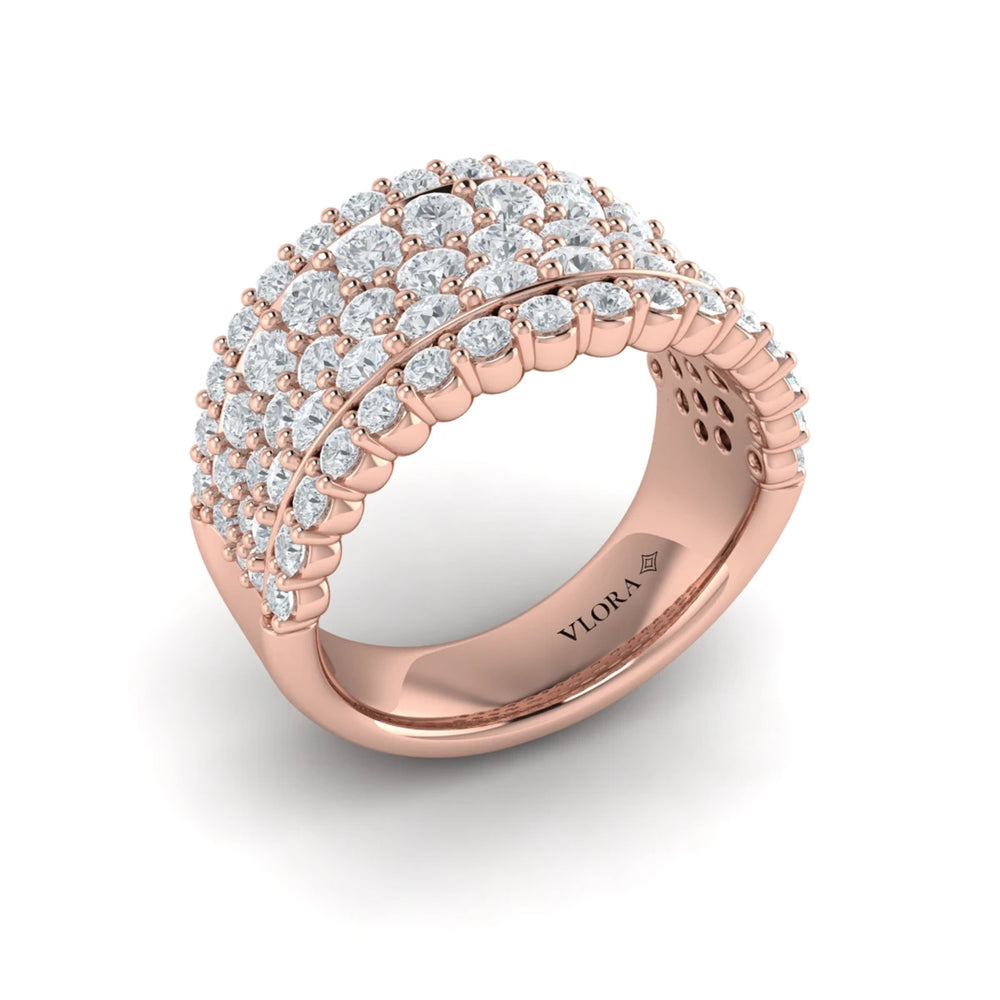 Diamond Multi-Row Statement Ring Rose Gold