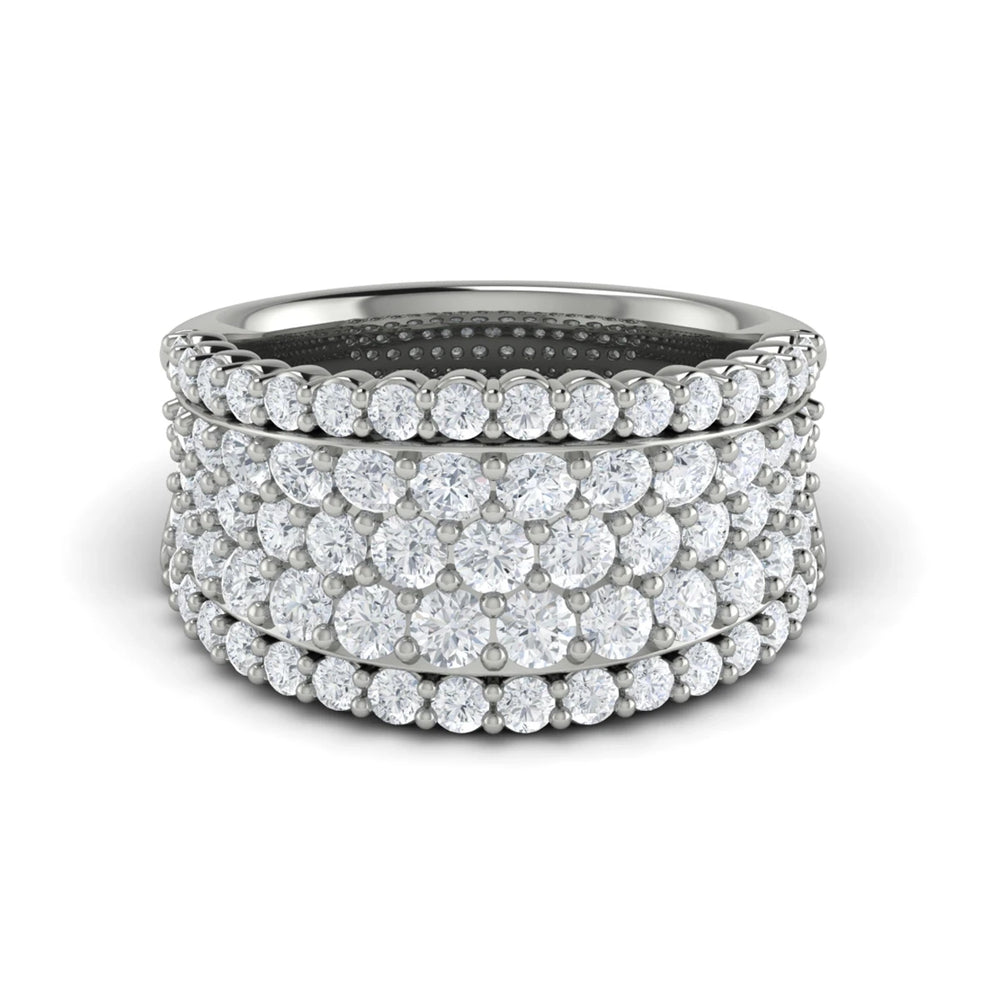 Diamond Multi-Row Statement Ring White Gold