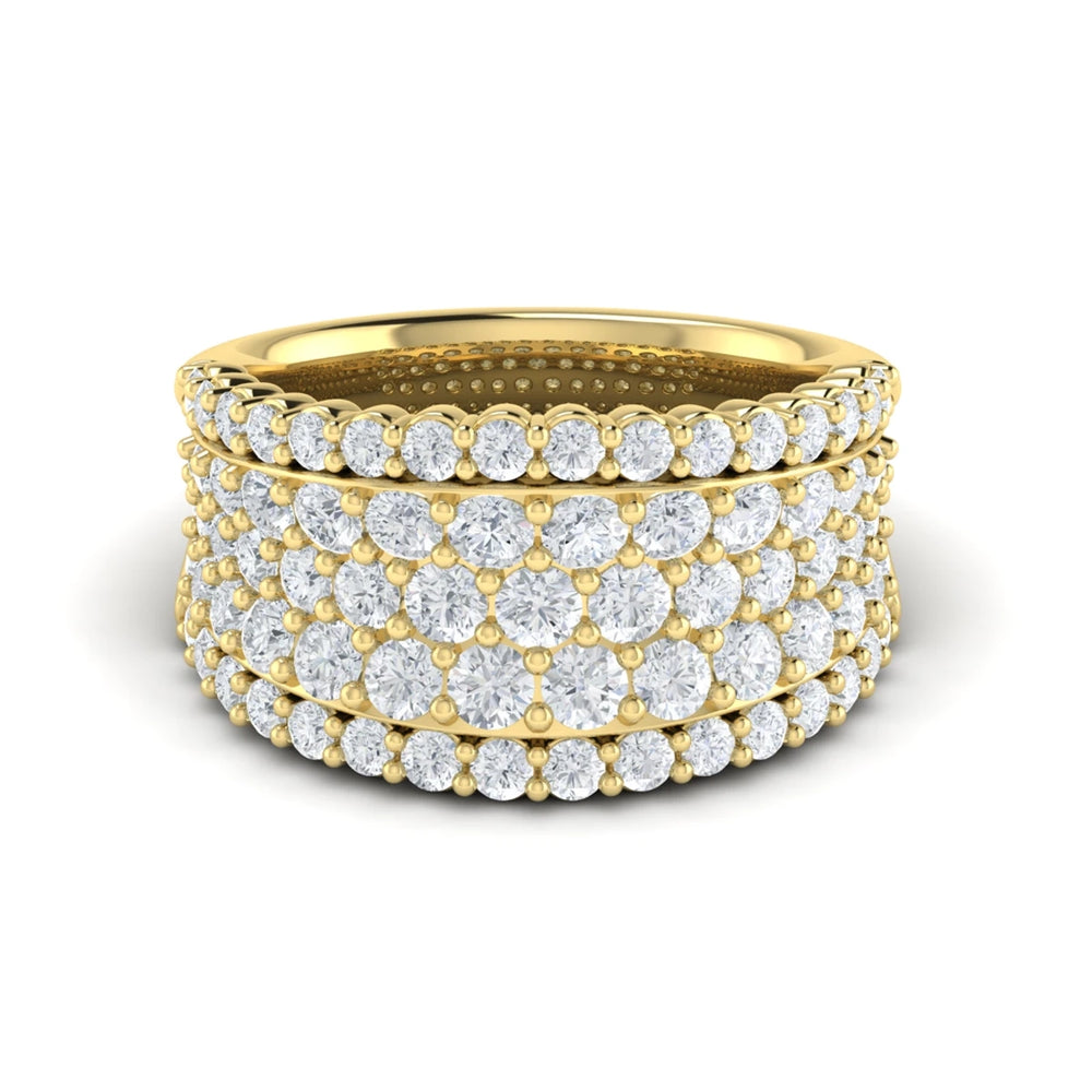 Diamond Multi-Row Statement Ring Yellow Gold