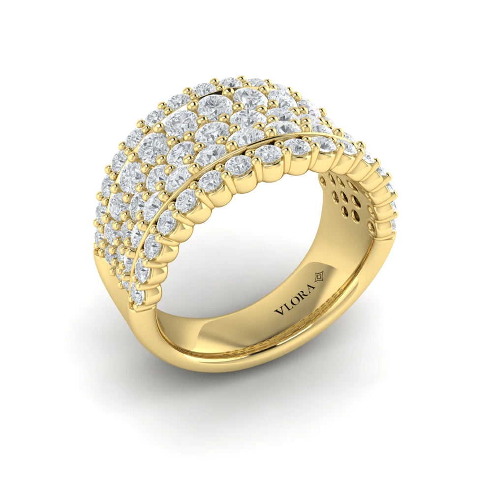 Diamond Multi-Row Statement Ring Yellow Gold