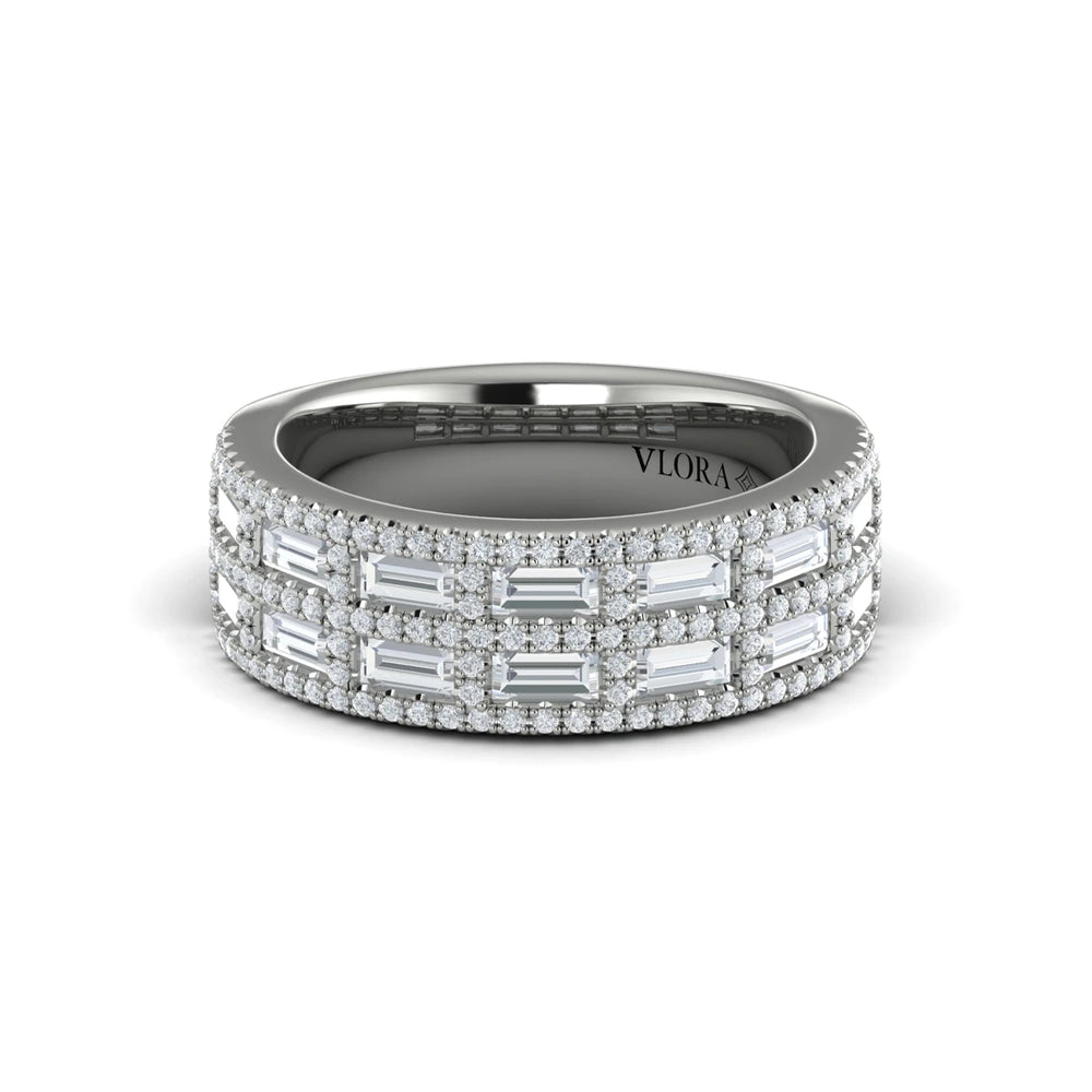 Diamond Baguette Double Row Ring Platinum