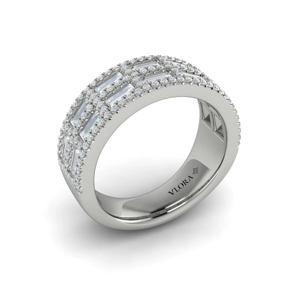 Diamond Baguette Double Row Ring Platinum