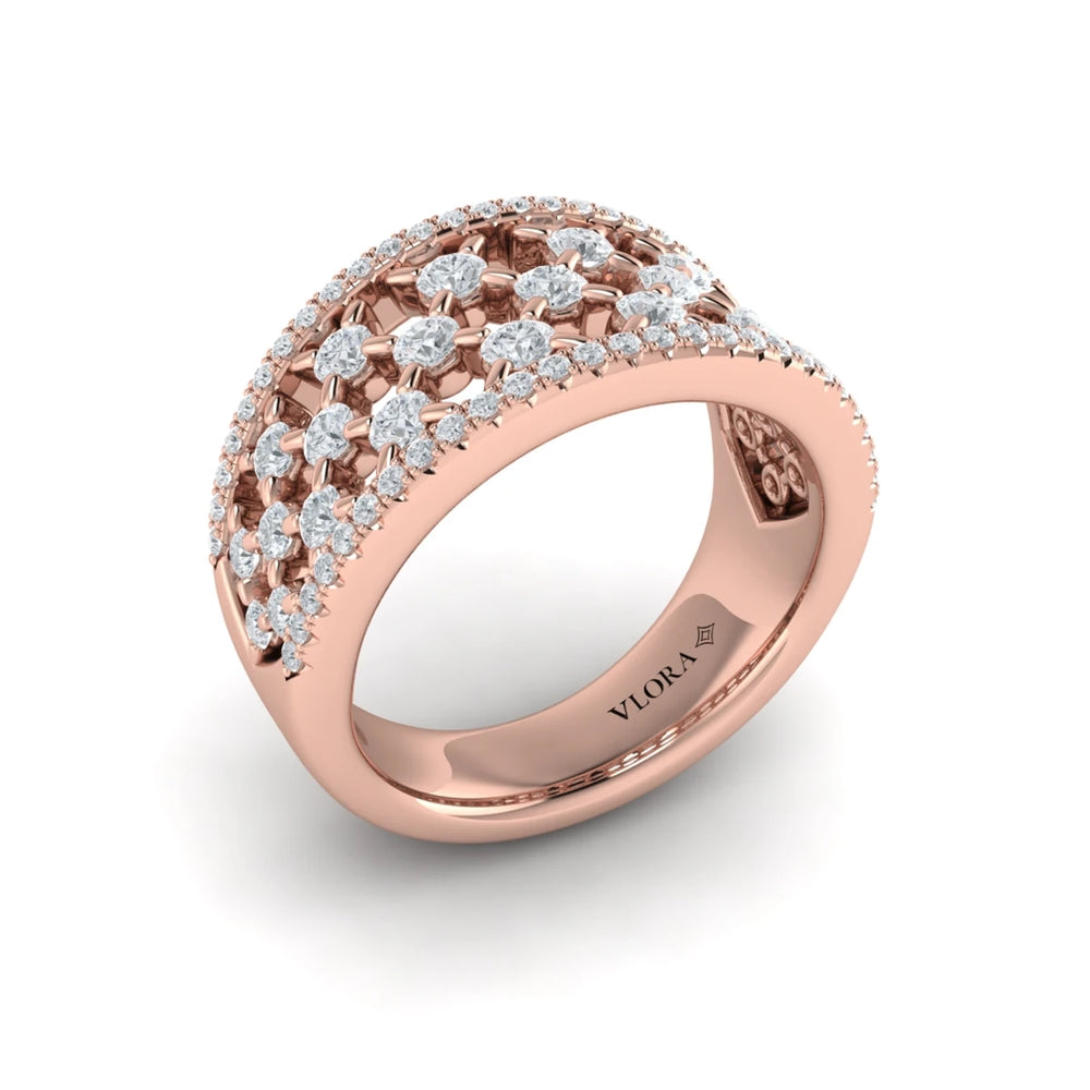 Diamond Open Weave Ring Rose Gold