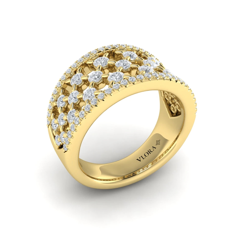 Diamond Open Weave Ring Yellow Gold