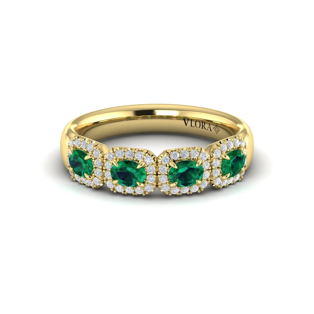 Diamond and Emerald Statement Ring Yellow Gold