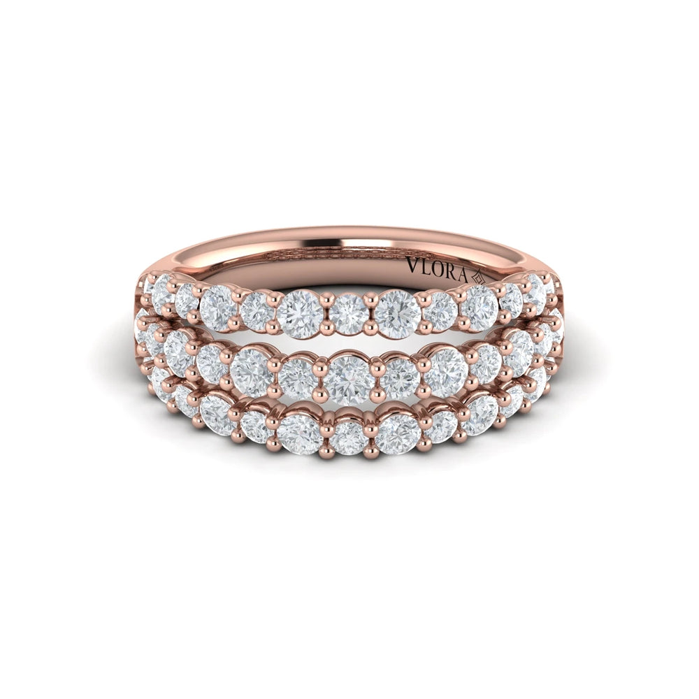Diamond Double Row Statement Ring Rose Gold