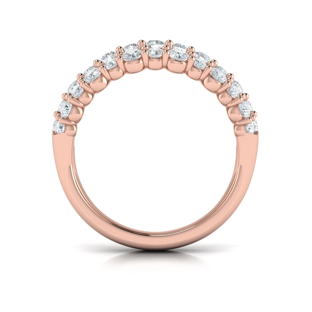 Diamond Double Row Statement Ring Rose Gold
