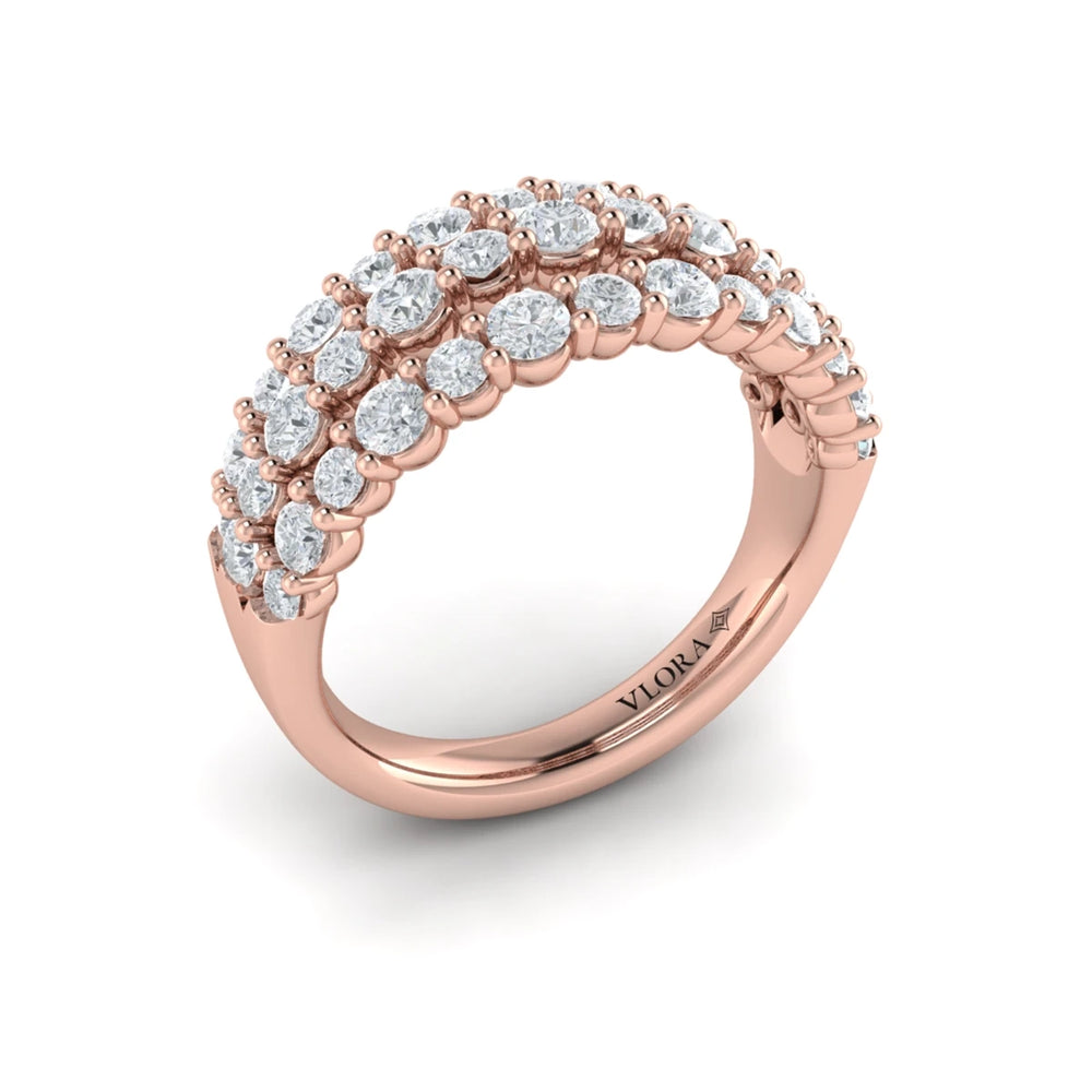 Diamond Double Row Statement Ring Rose Gold
