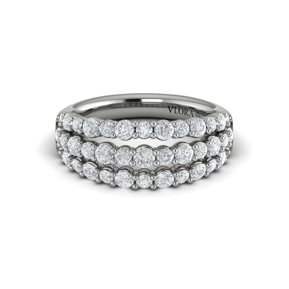 Diamond Double Row Statement Ring Platinum