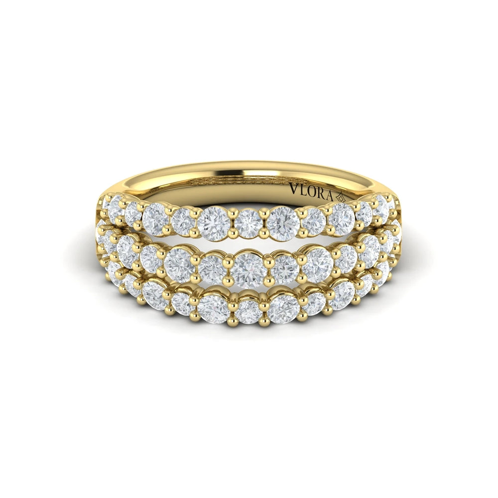 Diamond Double Row Statement Ring Yellow Gold