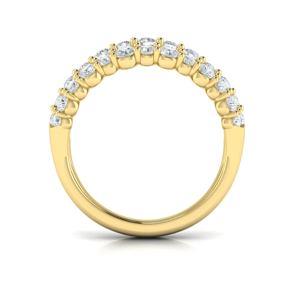 Diamond Double Row Statement Ring Yellow Gold