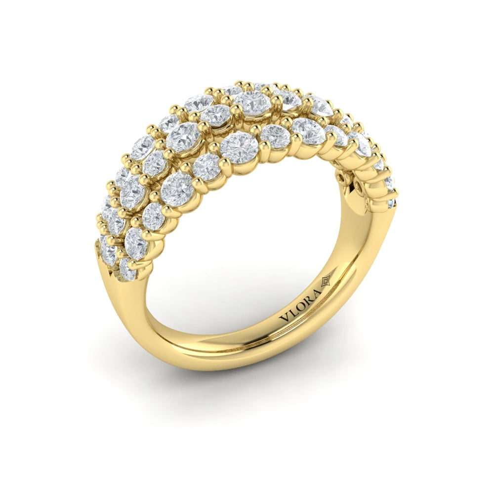 Diamond Double Row Statement Ring Yellow Gold