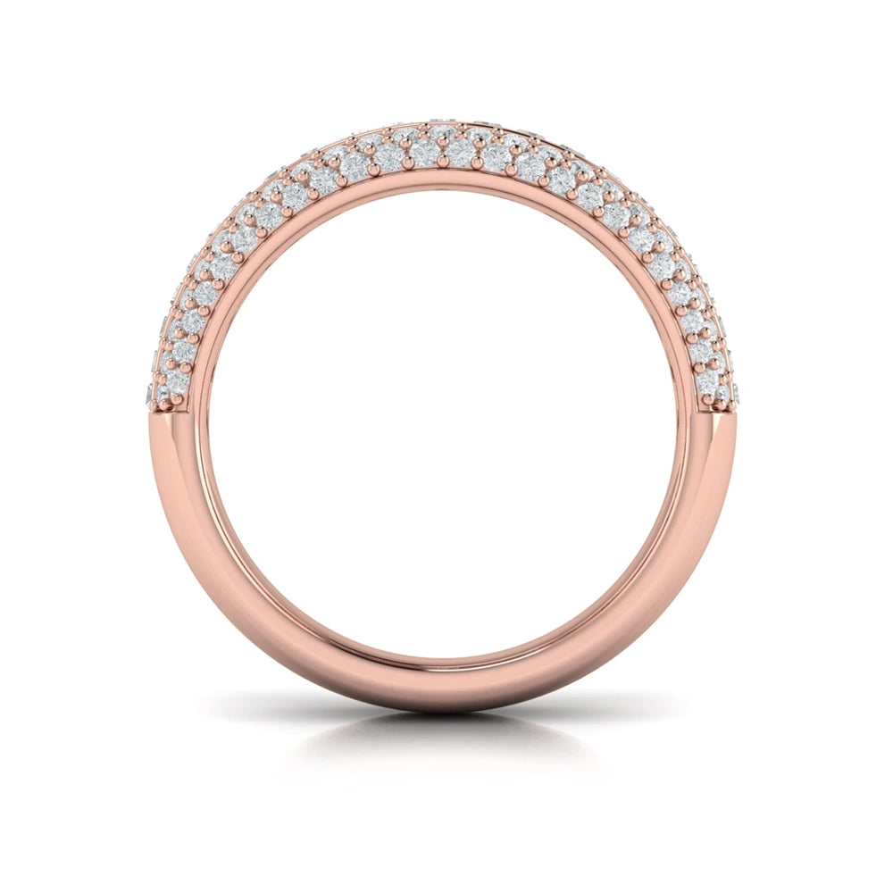 Multi Diamond Baguette and Round Two Row Diamond Ring Rose Gold
