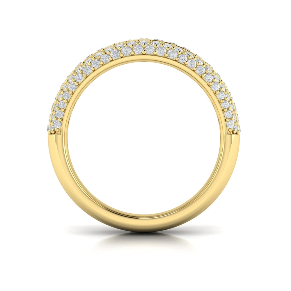 Multi Diamond Baguette and Round Two Row Diamond Ring Yellow Gold