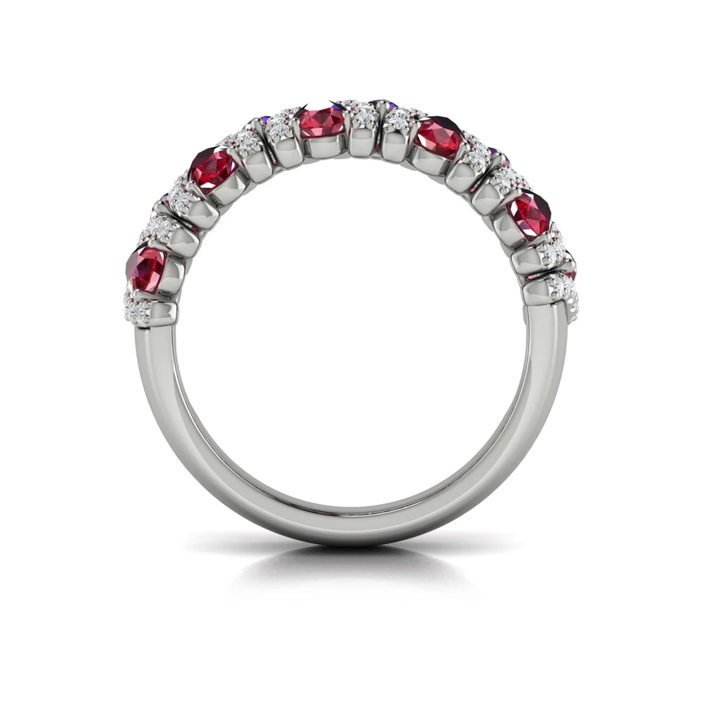 Multi Diamond and Ruby Statement Ring White Gold