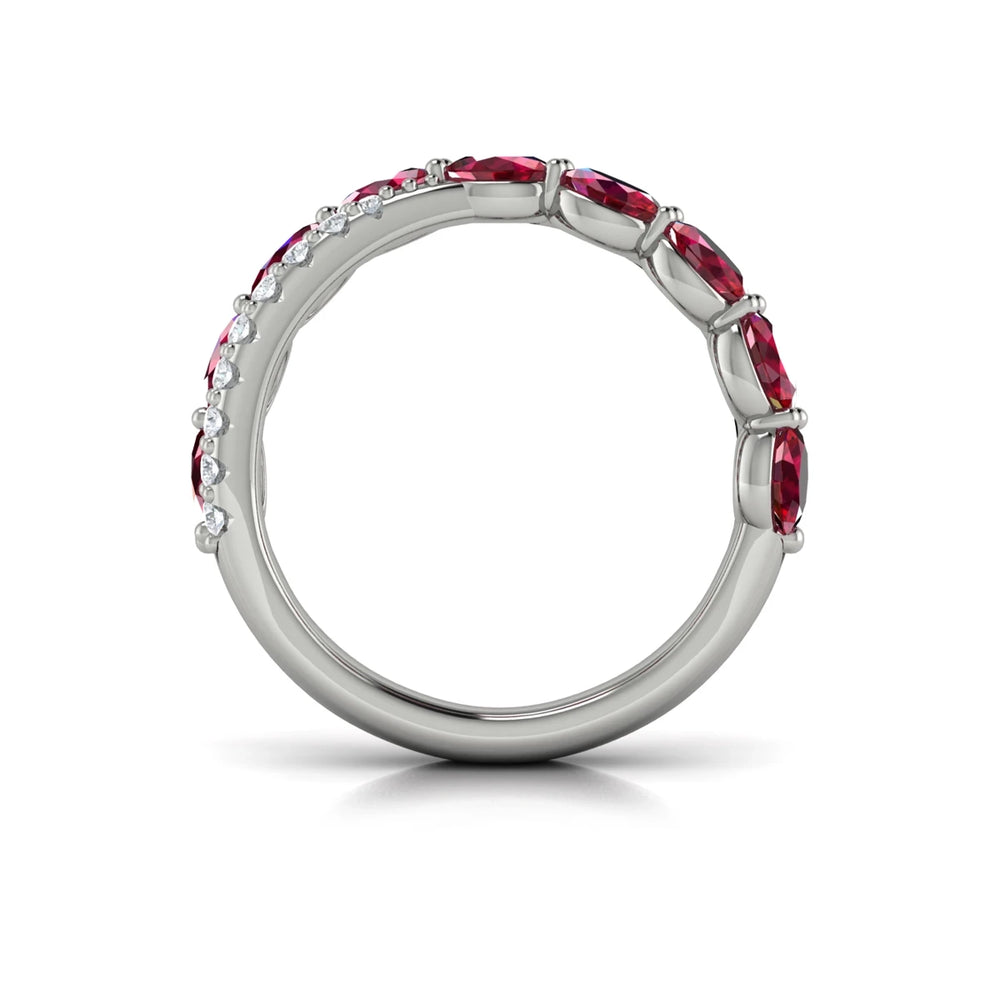 Multi Diamond and Ruby Twist Statement Ring Platinum