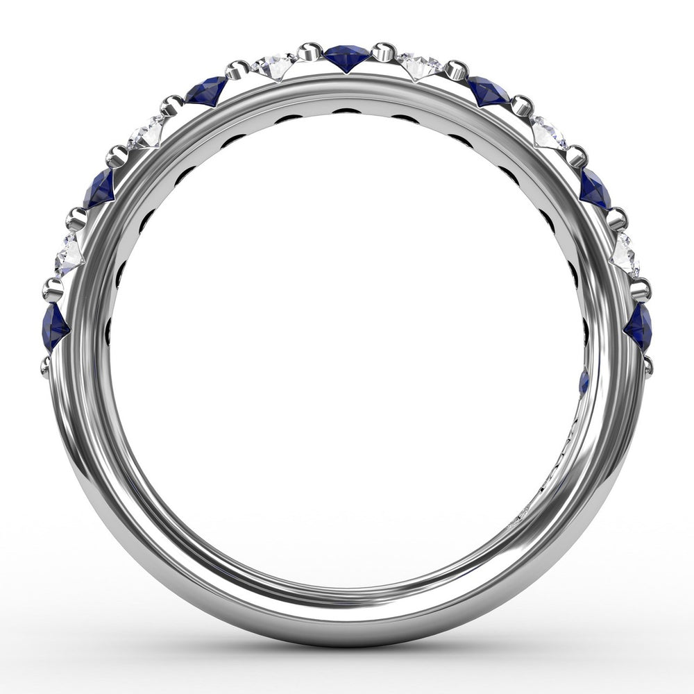 Fana 14k White Gold Sapphire and Diamond Shared Prong Anniversary Band