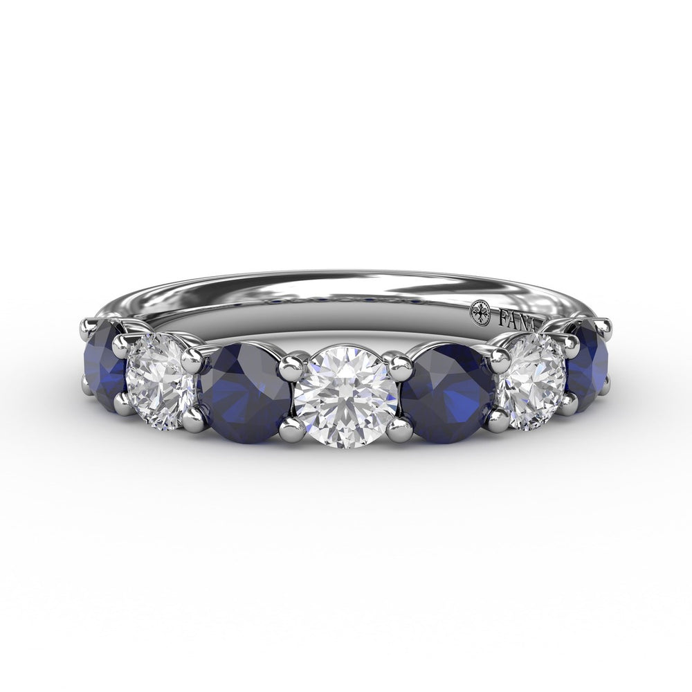 Fana 14k White Gold Sapphire and Diamond Shared Prong Anniversary Band