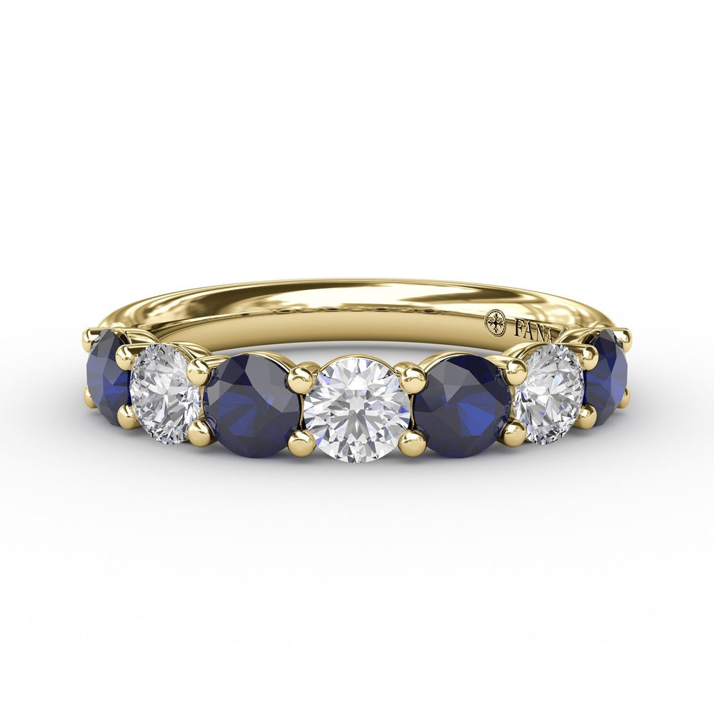 Fana 14k Yellow Gold Sapphire and Diamond Shared Prong Anniversary Band