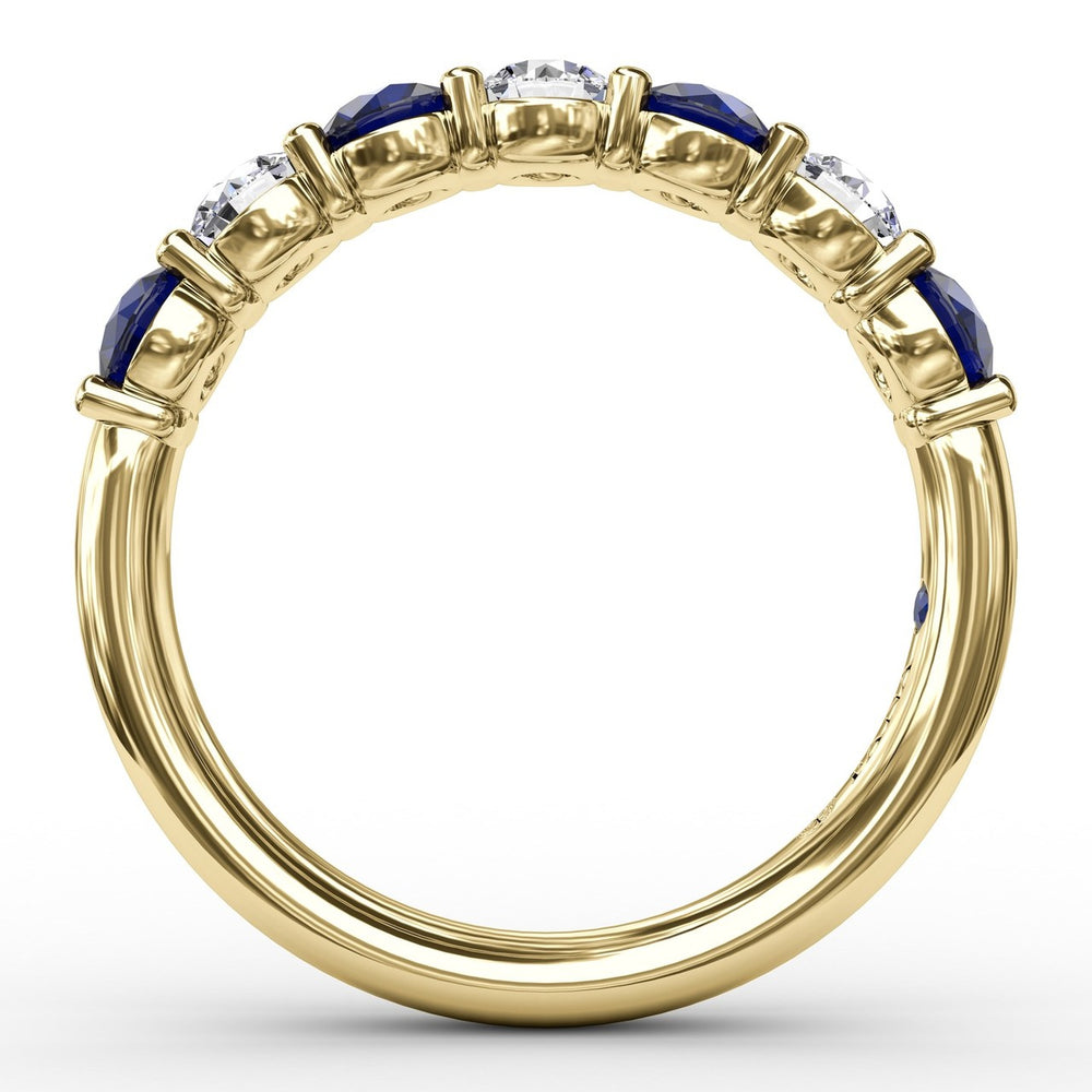 Fana 14k Yellow Gold Sapphire and Diamond Shared Prong Anniversary Band