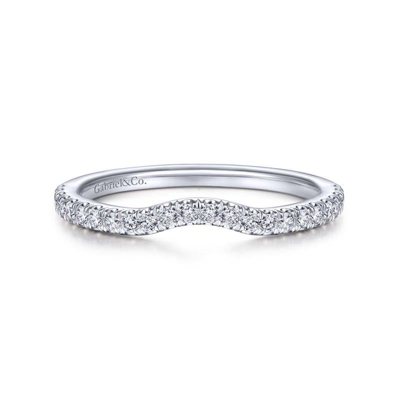 Gabriel & Co. 14k White Gold Contemporary Curved Wedding Band