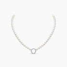 Yoko London O 18k White Gold Freshwater Pearl and Diamond Necklace