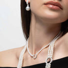 Yoko London O 18k White Gold Freshwater Pearl and Diamond Necklace