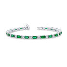 Uneek 18k White Gold Emerald & Diamond Link Bracelet BR30011E