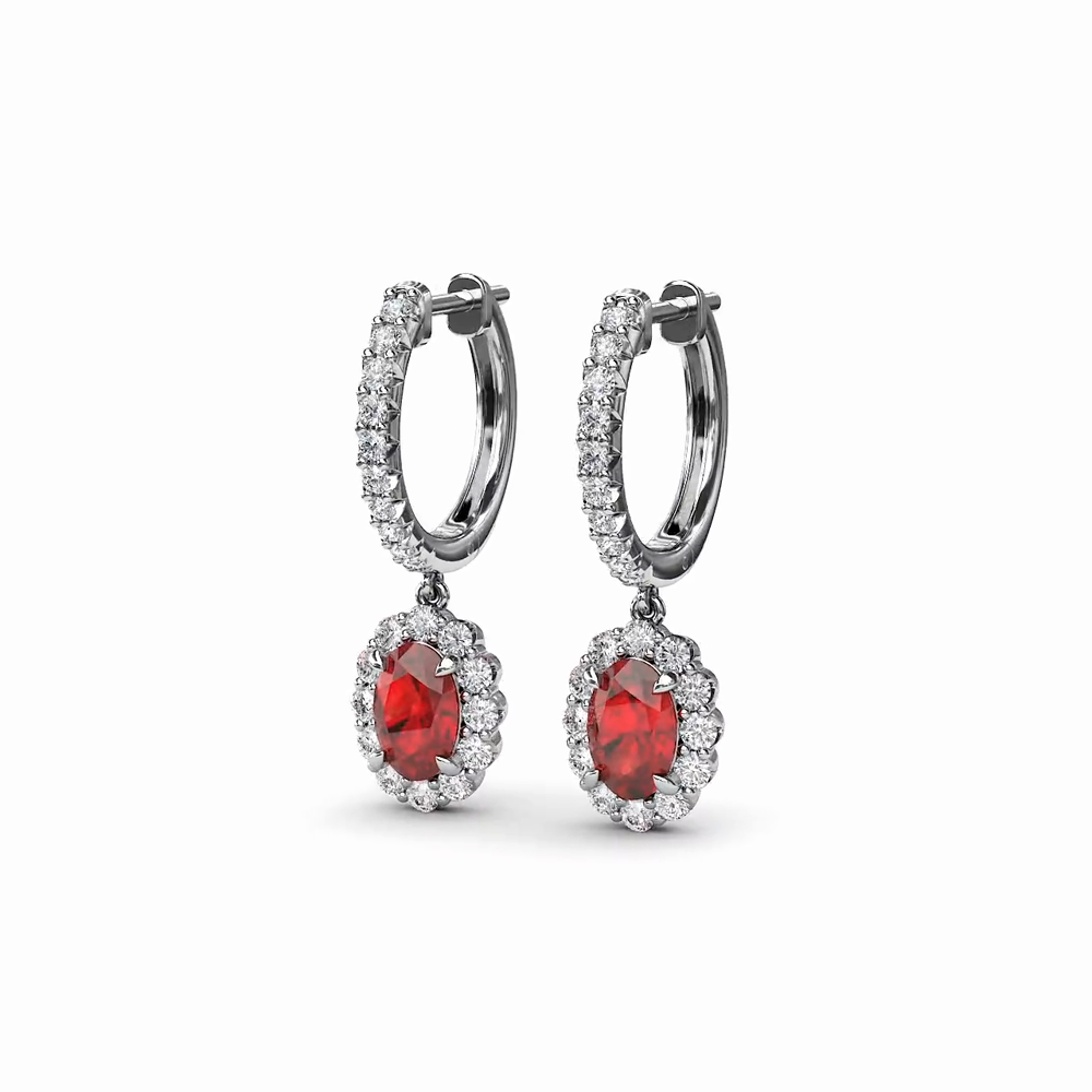 Dazzling Ruby and Diamond Drop Earrings by Fana (ER1834R)