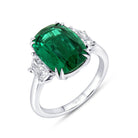 Uneek Platinum Three-Stone Cushion Emerald Ring LVS1020GCU
