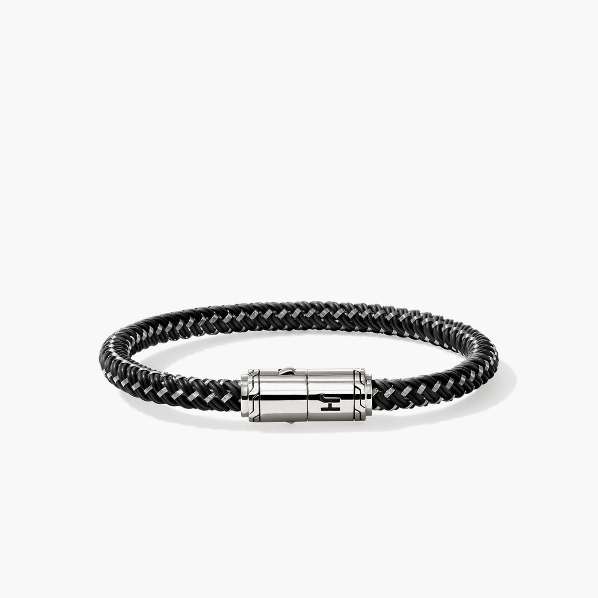 John Hardy 6mm Rubber Stainless Steel Cord Bracelet BU98688BLSTXUM