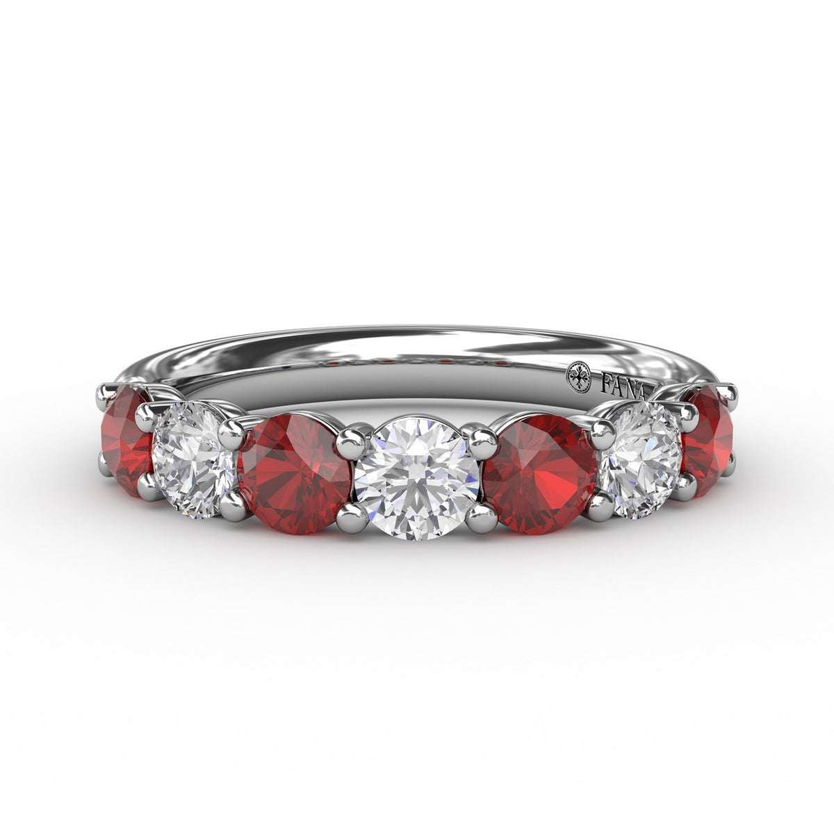 Ruby and Diamond Shared Prong Anniversary Band by Fana (W6206R)