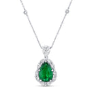 Uneek Platinum Pear Emerald Drop Pendant Necklace PN4225PSEM