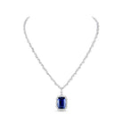 Uneek 18k White Gold Cushion Sapphire Halo Necklace LVN4194BSCU