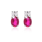 Valani 18k White Gold Oval Ruby & Diamond Earrings, 1.21ct