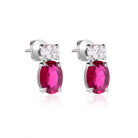 Valani 18k White Gold Oval Ruby & Diamond Earrings, 1.21ct - view 3