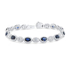 Uneek 18k White Gold Oval Sapphire & Diamond Halo Bracelet BR0316BS