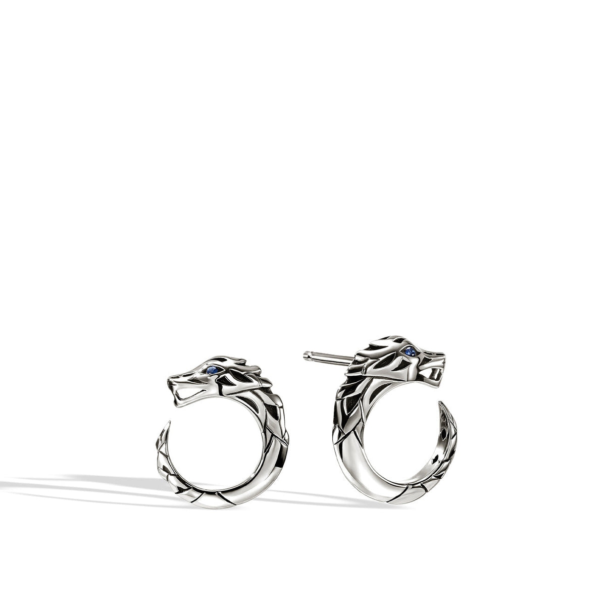 John Hardy Naga Dragon Sapphire Circle Earrings EBS603731BSP