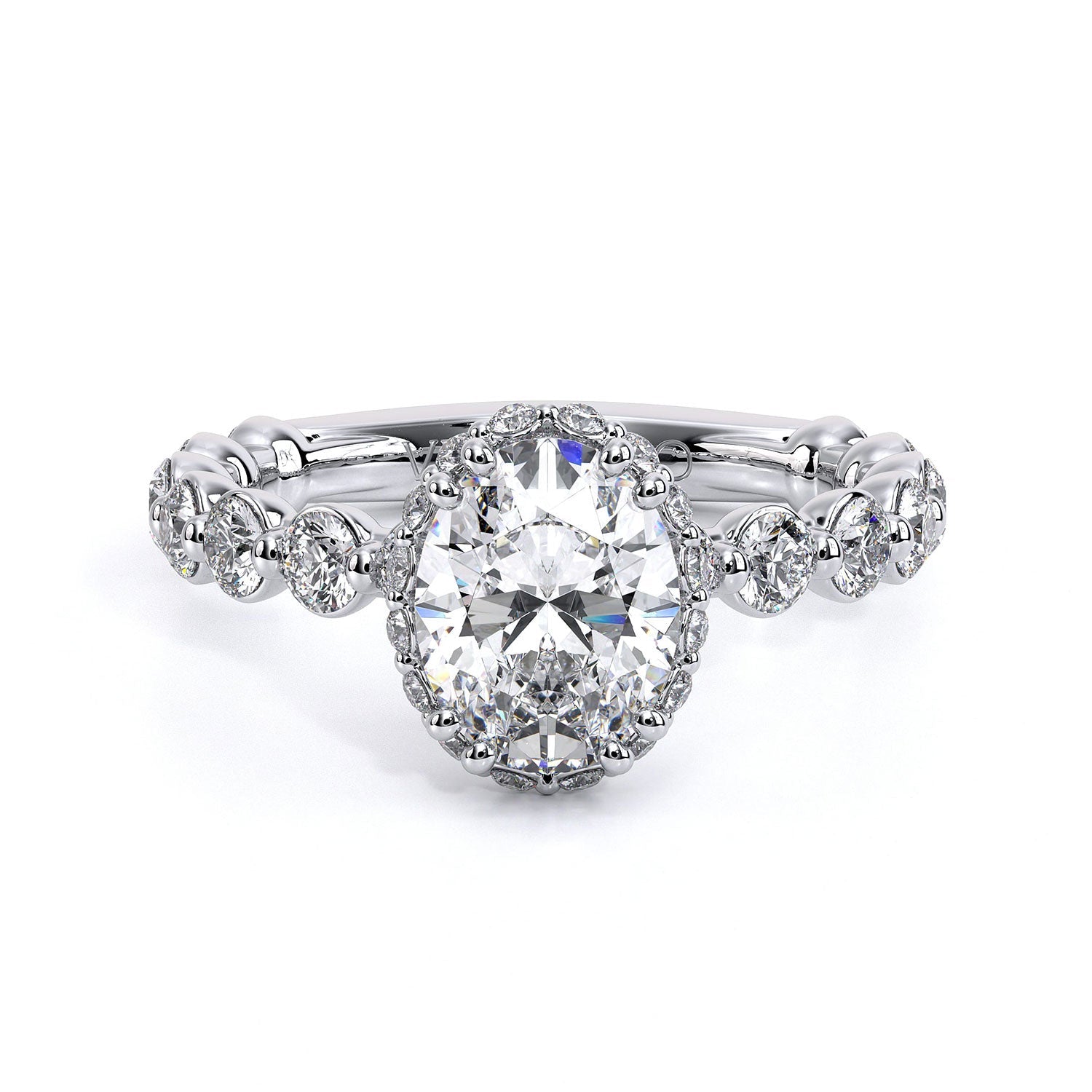 Verragio Renaissance V-984-HOV2.0 14k White Gold Oval Diamond Halo Engagement Semi-Mount