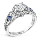 Simon G LP2353 Vintage Engagement Ring in 18k Gold with Diamonds