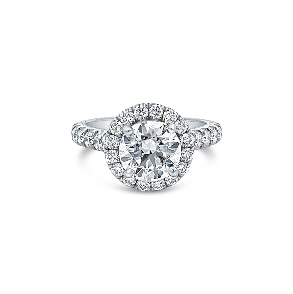 Jack Kelege Platinum Engagement Semi-Mount with 60 Round Diamonds, 1.25ct
