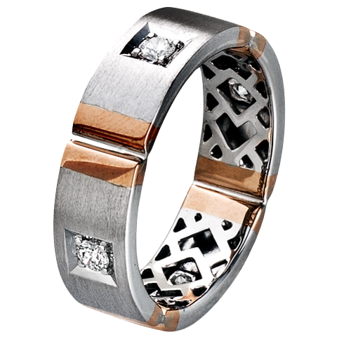 Men Ring in 14k Gold with Diamonds