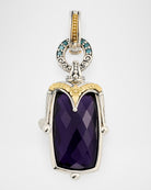 Konstantino Sterling Silver & 18K Yellow Gold Amethyst & Blue Diamond Pendant