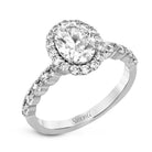 Simon G MR2878 18k White Gold Oval-Cut Halo Engagement Ring Semi-Mount