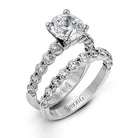 Simon G MR1907 Round-cut Engagement Ring & Matching Wedding Band in 18k Gold with Diamonds