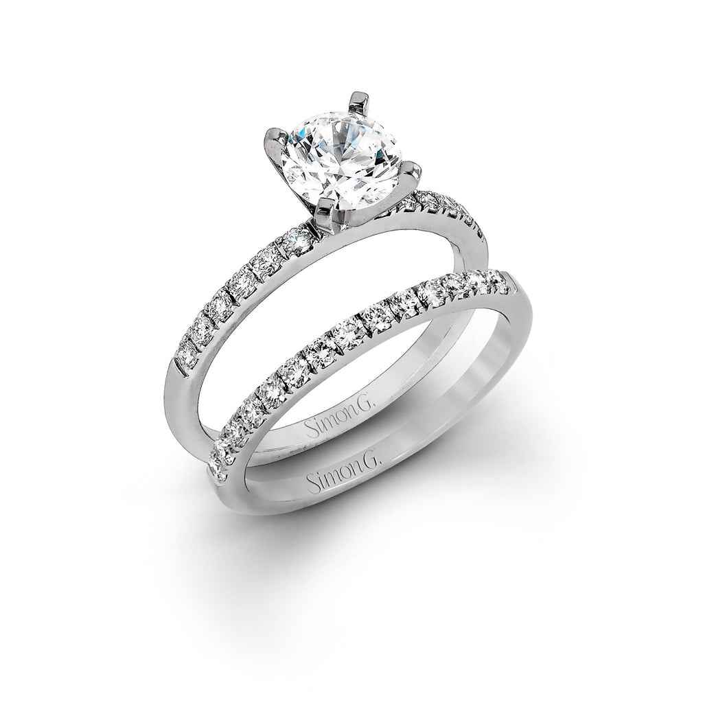 Simon G MR1686 Round-cut Engagement Ring & Matching Wedding Band in 18k Gold with Diamonds