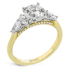 Simon G LR2563 Round-Cut Three-Stone Engagement Ring in 18k Gold with Diamonds