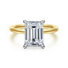 Gabriel & Co. 14k Two-Tone Gold 3.00ct Emerald Cut Diamond Hidden Halo Engagement Ring