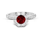 18k White Gold Ruby & Diamond Ring, 0.80ct - top view